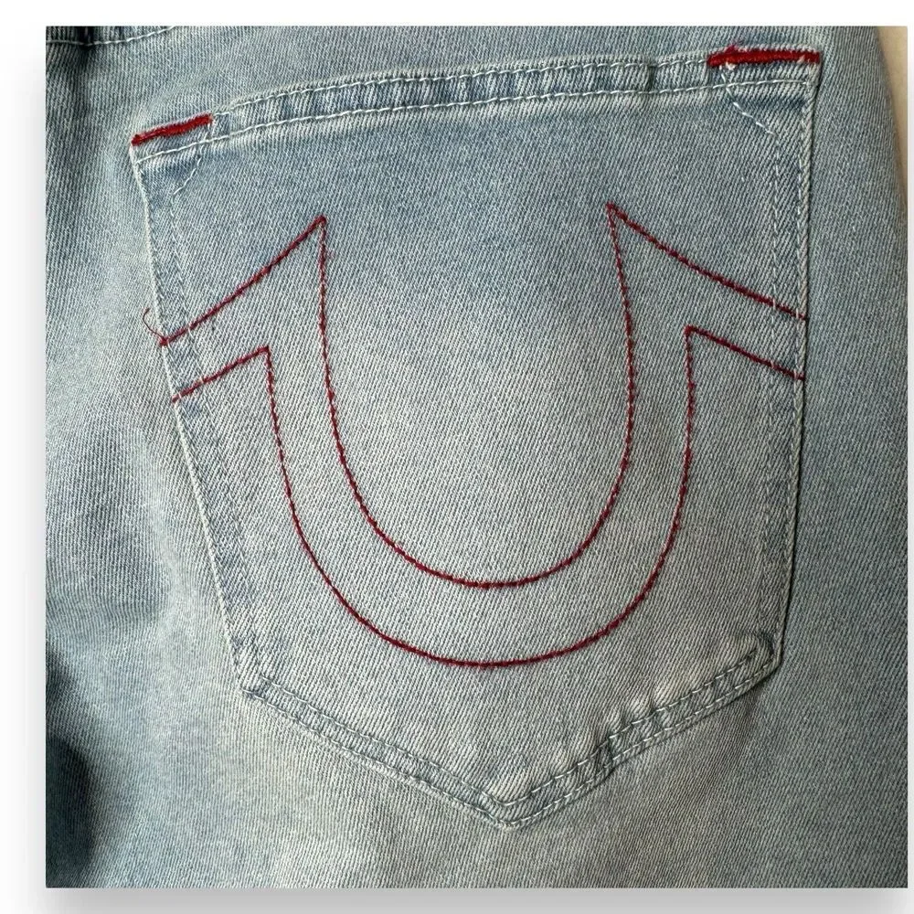 Mens True Religion Rocco Light Wash Relaxed Skinny Denim Shorts - 108085 Size 33